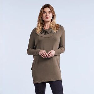 Laila Jayde Taupe Cowl Neck Tunic Sweater‎